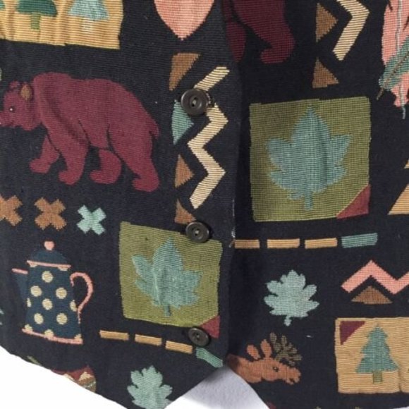 Vtg Women Vest One Size Cotton Black Christmas vintage - Picture 5 of 9